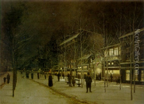 The Boulevard Barbes Rochechouart In Winter Oil Painting - Hippolyte Camille Delpy