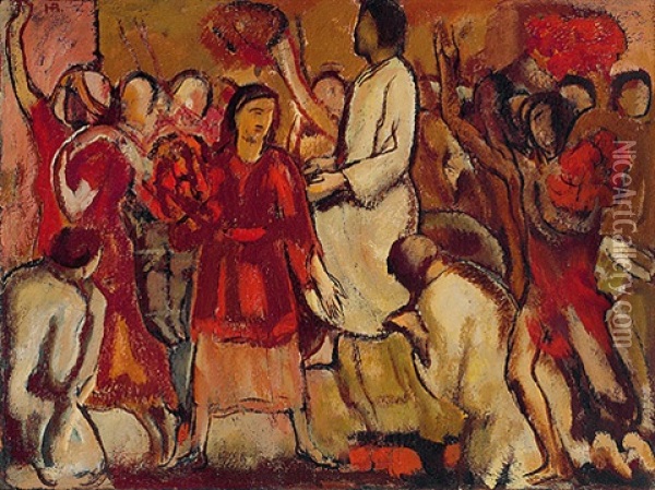 Der Einzug Christi In Jerusalem Am Palmsonntag Oil Painting - Heinrich Altherr