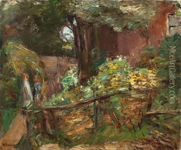 Zwei Madchen Auf Einem Waldweg Oil Painting - Max Liebermann