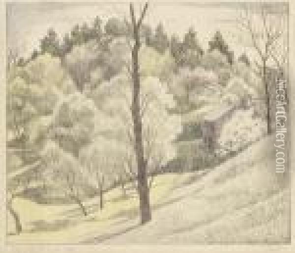 Landschaft Mit Bluhenden
 Baumen. Oil Painting - Adolf Erbsloh