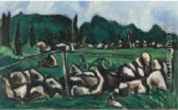 Green Landscape #3 (dogtown Series) Oil Painting - Marsden Hartley