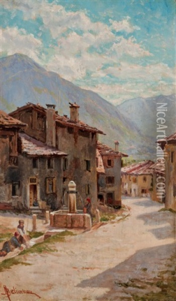 Case Nel Trentino Oil Painting - Adolfo Belimbau