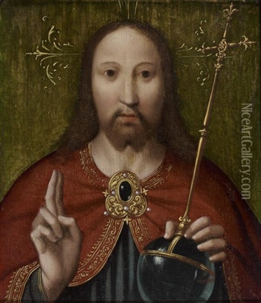 Le Christ En Salvator Mundi Oil Painting - Dieric Bouts the Elder