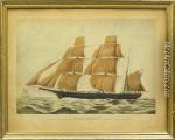 The Celebrated Clipper Bark Grapeshot Oil Painting - Currier & Ives Publishers