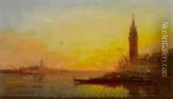 Ansicht Von Venedig Bei Sonnenuntergang Oil Painting - Henri Duvieux