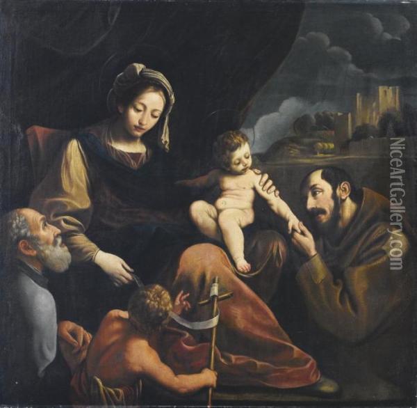 Sacra Famiglia Con San Giovannino E San Francesco Oil Painting - Alessandro Tiarini