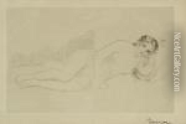 Femme Nue Couchee (tournee A Droite) 1er Planche Oil Painting - Pierre Auguste Renoir