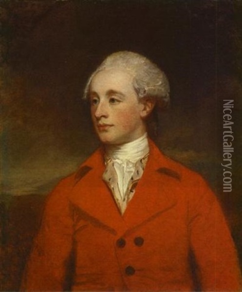 Portrait Of Mr Morley In A Red Coat Oil Painting - George Romney