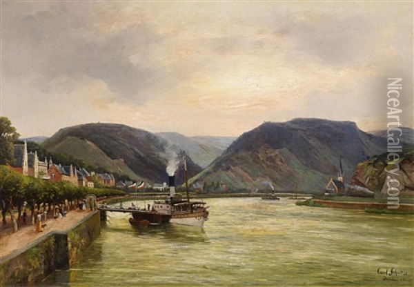 Die Fahre Bei Boppard Am Rhein (?) Oil Painting - Karl Schultze