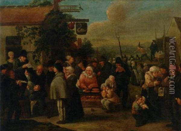 A Village Fair Oil Painting - Egbert Ii Van Heemskerck