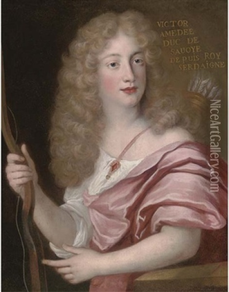 Portrait Of Victor Amedee, Duke Of Savoy, Dressed As Apollo Oil Painting - John Baptist Gaspars