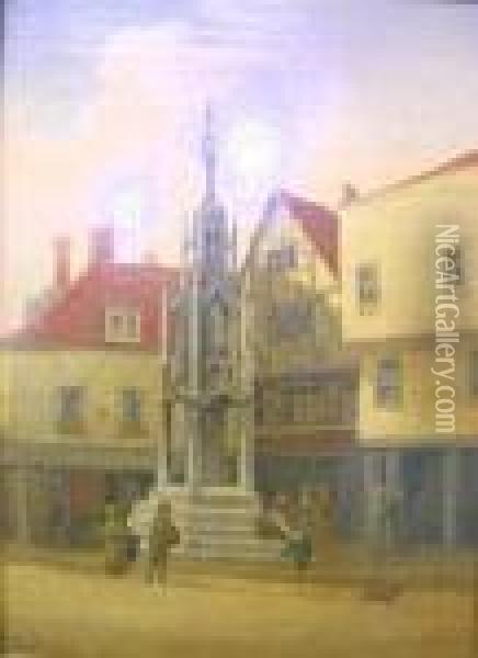 The Buttercross, Winchester Oil Painting - Louise Rayner