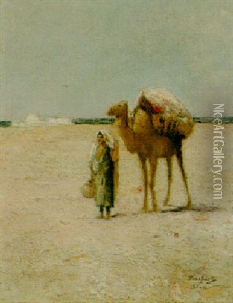 Sur La Plage De Sfax Oil Painting - Emile Auguste Pinchart