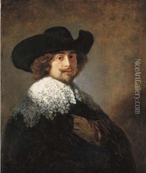 Portrait Of A Gentleman Oil Painting - Rembrandt Van Rijn