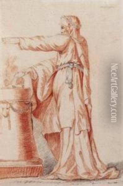 Romischer Priester Beim Brandopfer Oil Painting - Philippe-Louis Parizeau