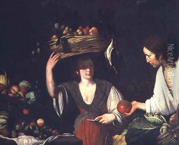 Fruitseller Oil Painting - Bernardo Strozzi