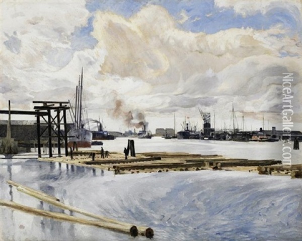 Konigsberger Aussenhafen Oil Painting - Karl Bahne