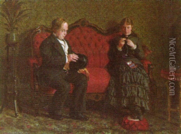 The Proposal Oil Painting - Axel Theofilus Helsted