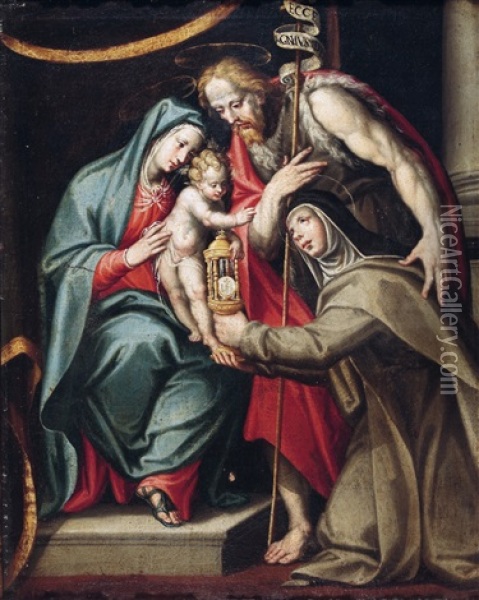 Madonna Mit Kind Und Der Heiligen Katharina Von Siena Oil Painting - Pietro Ricchi