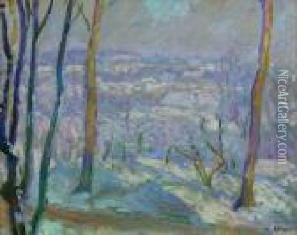 Montevrain Sous La Neige Oil Painting - Henri Lebasque