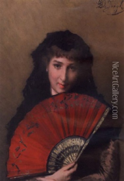 Portrait De Femme Oil Painting - Gustave Leonhard de Jonghe