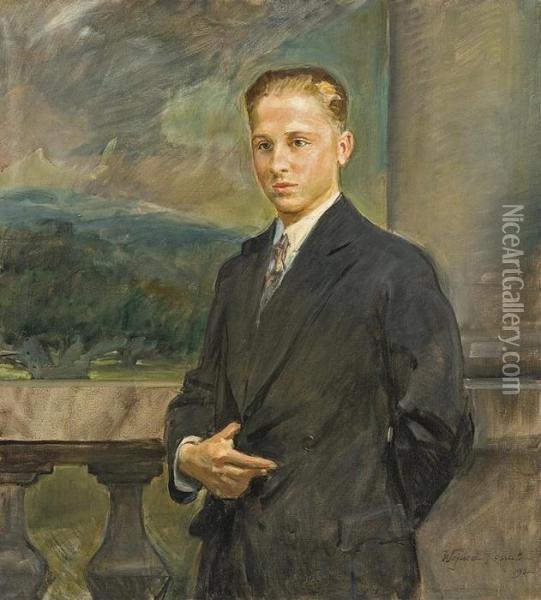 Portrait Of An Young Man Oil Painting - Wojciech Von Kossak