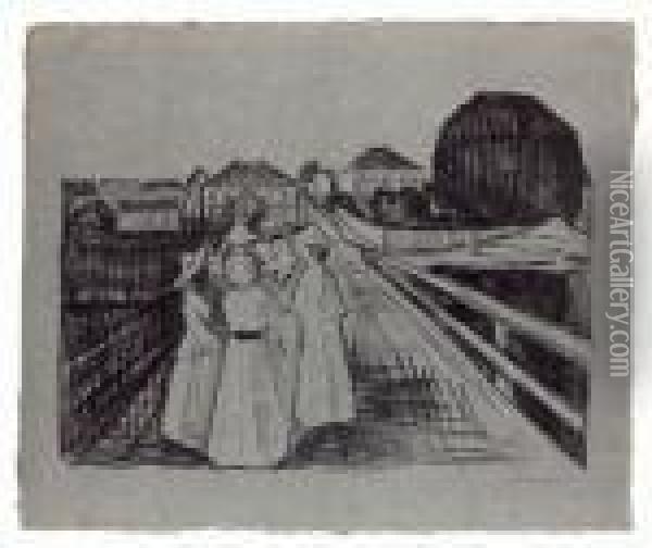 Auf Der Brucke Oil Painting - Edvard Munch