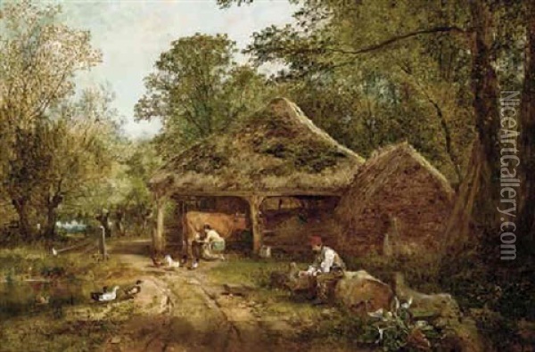 Milking Time Oil Painting - John Henry Dell