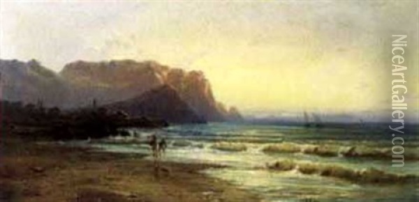 Strandlandschaft Bei Abendstimmung Oil Painting - Emile Godchaux