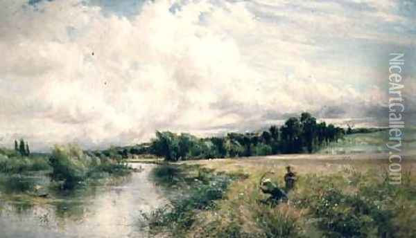 Young Reed Gatherers Oil Painting - Charles James Lewis