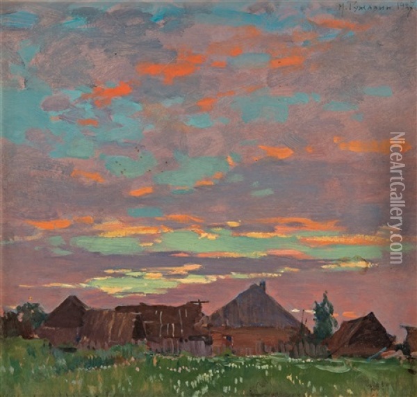 At Dusk Oil Painting - Mikhail Markelovich Guzhavin