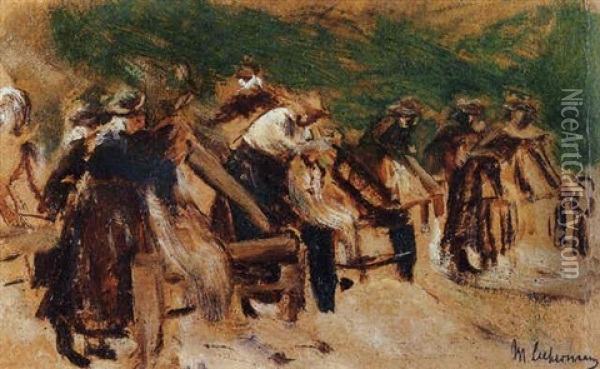 Flachsarbeiter Oil Painting - Max Liebermann