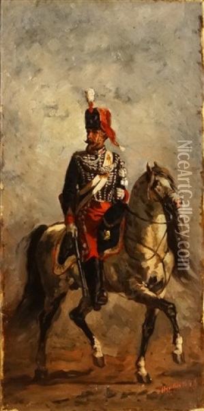 Soldier On Horse Oil Painting - Sava Hentia