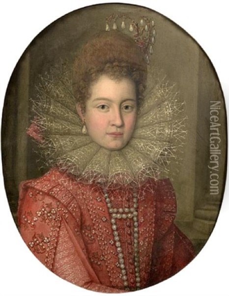 Portrait Of A Noblewoman, Said To Be Margaret Of Austria, Duchess Of Parma Oil Painting - Scipione Pulzone