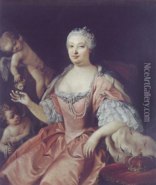 Retrato De Barbara De Braganza Oil Painting - Jacopo Amigoni