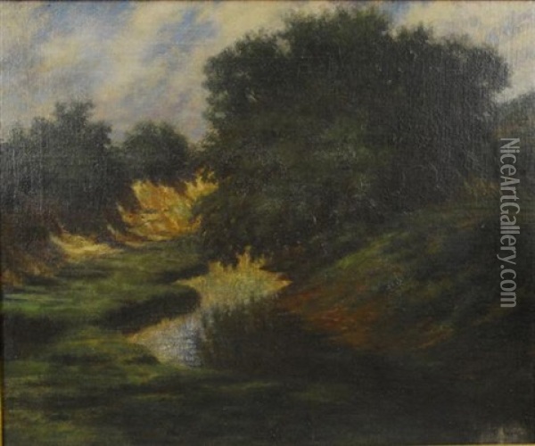 Landscape With Stream Oil Painting - Edward Bannister