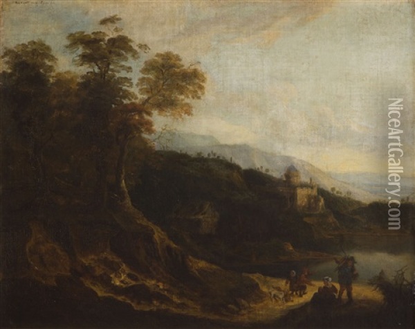 Landscape With Figures Oil Painting - Allaert van Everdingen