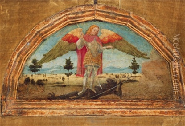 Der Heilige Georg Mit Dem Drachen In Einer Landschaft, San Giorgio Con Dragone In Un Paesaggio Oil Painting - Alesso Baldovinetti