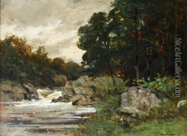 Betws-y-coed - The Torrent Oil Painting - Thomas Edwin Mostyn