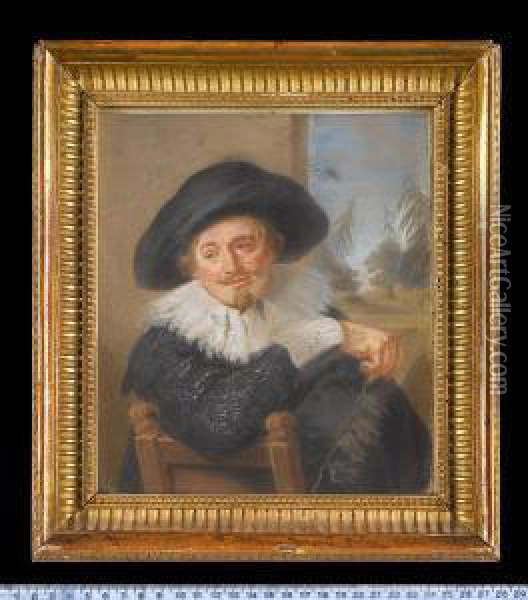 Isaac Abrahamsz Massa, Seated On A Wood Chair Oil Painting - James Scouler