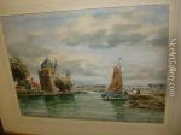 Dutch Waterway Oil Painting - John Hamilton Glass