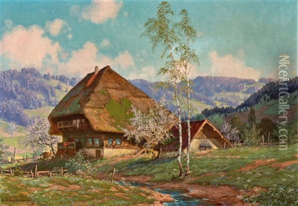 Summer At The Black Forest Oil Painting - Karl Hauptmann