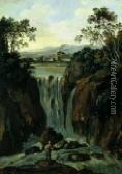 Die Cascata Della Marmore Bei Terni. Oil Painting - Anthonie Sminck Pitloo
