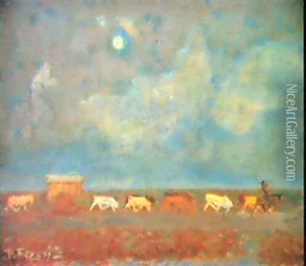 La Carreta (nocturno) Oil Painting - Pedro Figari