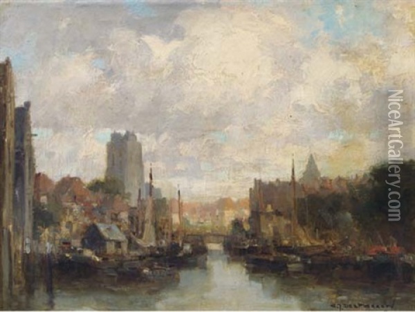 A View Of Dordrecht Oil Painting - Gerard Delfgaauw