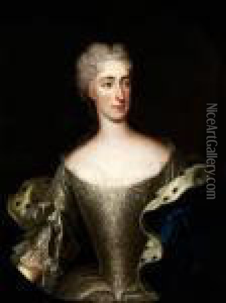 Halbbildnis Der Konigin Sophia Magdalena Von Schweden (1748 - 1813) Oil Painting - Antoine Pesne