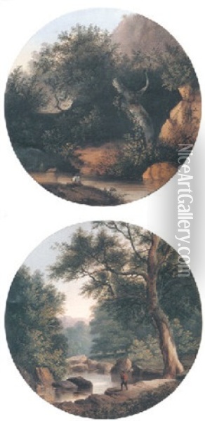 Landscape With Fisherman Oil Painting - John Berney Ladbrooke