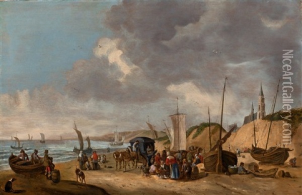 Coastal Landscape Of Scheveningen Oil Painting - Cornelis Beelt