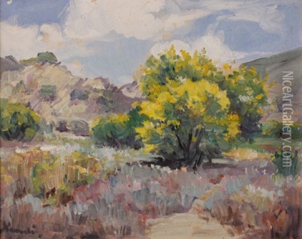 Landscape With Flowering Acacia Oil Painting - Pieter Hugo Naude