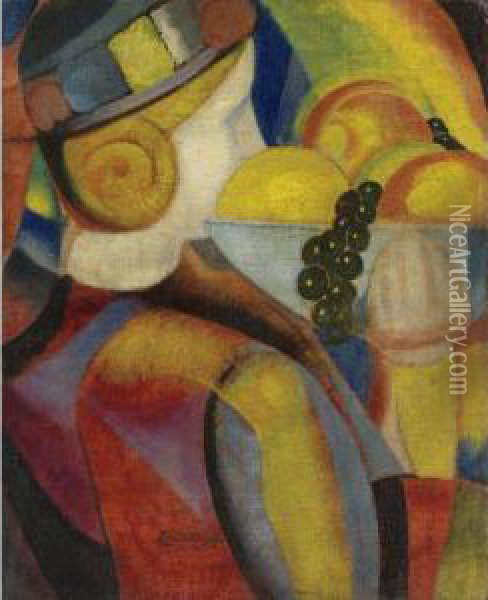 Muchachita Con Frutas Oil Painting - Angel Zarraga Arguelles